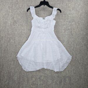 Wild Fable Women’s Dress White XS Recycled Polyester Textured Casual Ruffle